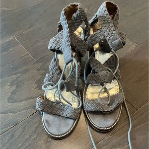 Diba grey braided heeled sandals Sz 7.5